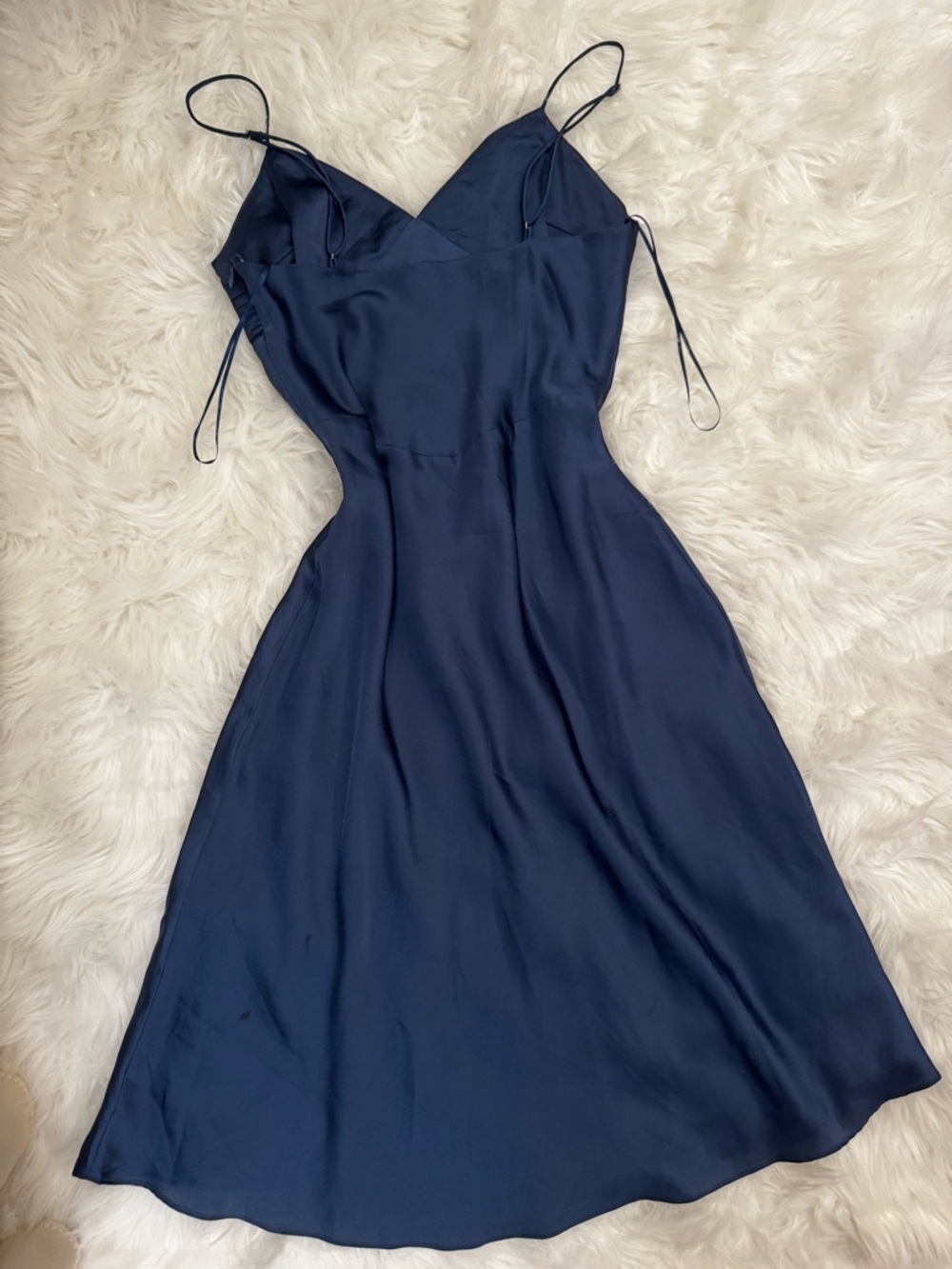 Cotton Candy LA Navy Satin Slip Dress Size M NWOT - Picture 5 of 8